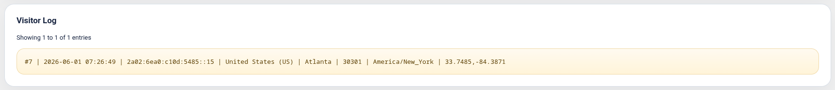 MDL Local Geo Lookup visitor log